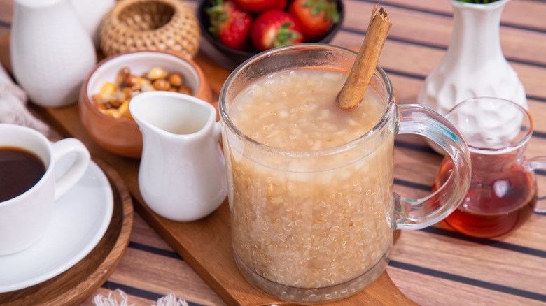 Glass of quinoa porridge