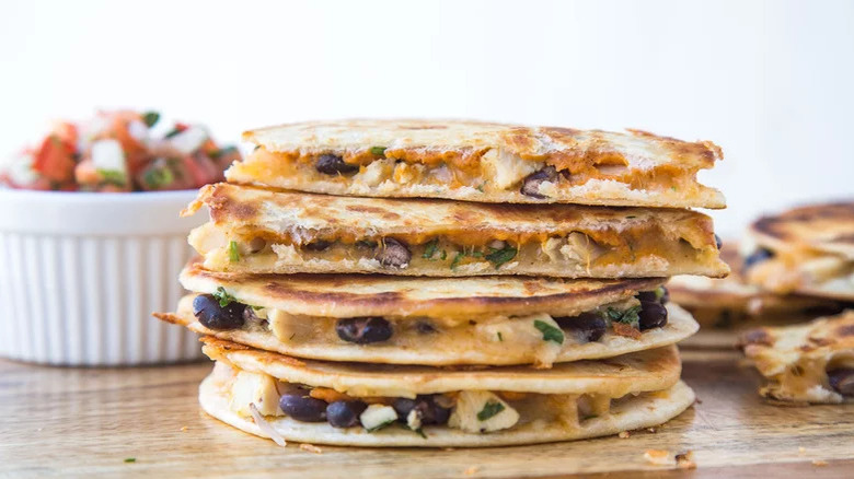 bean and chicken quesadilla