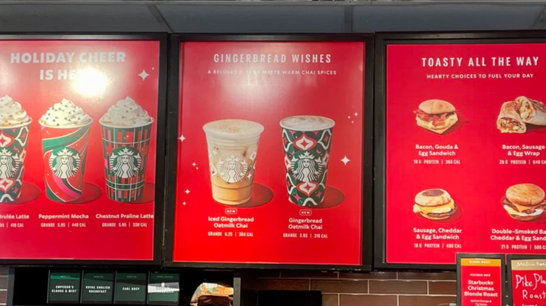 Starbucks red holiday menu board