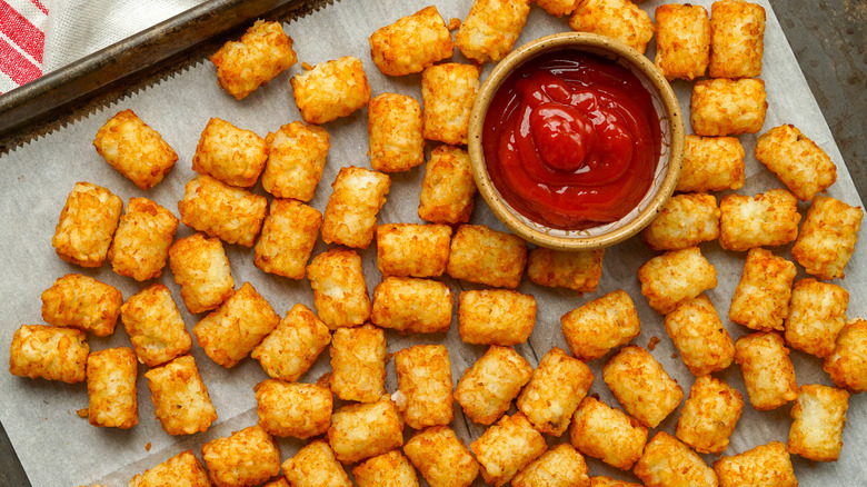 Aerial shot of tater tots