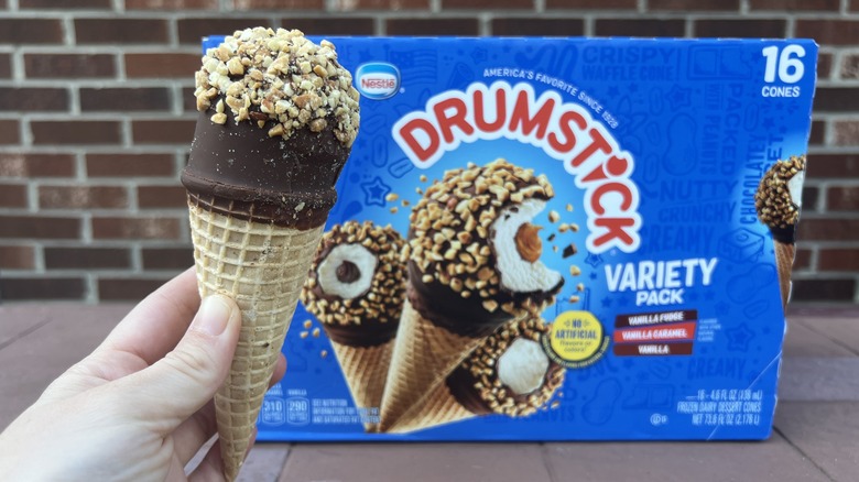 Drumstick frozen dessert and box