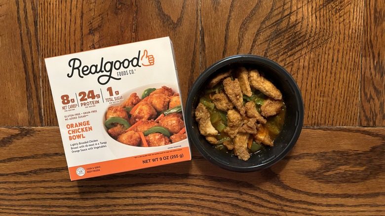 realgood foods orange chicken dinner on table