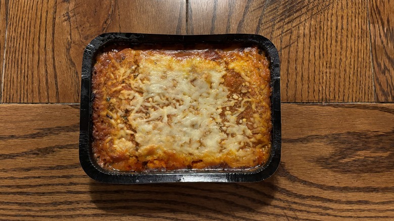 udi's frozen lasagna dinner on table