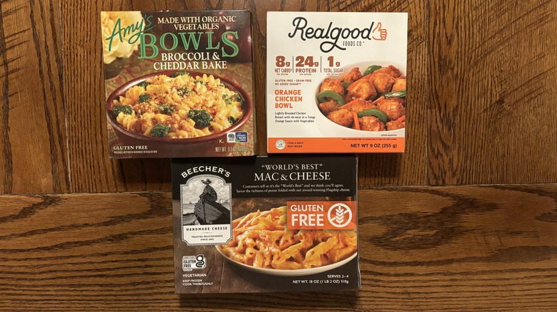 three gluten-free frozen dinners on table