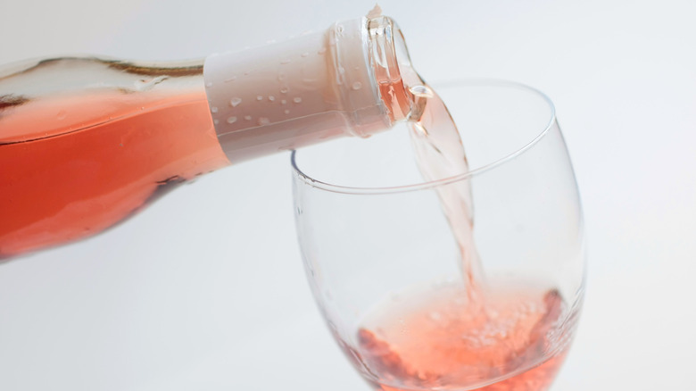 Rosé poured into a glass