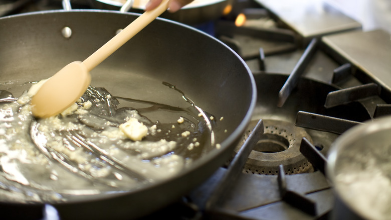 Garlic butter in a pan