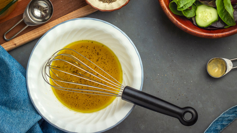 Dijon vinaigrette in bowl