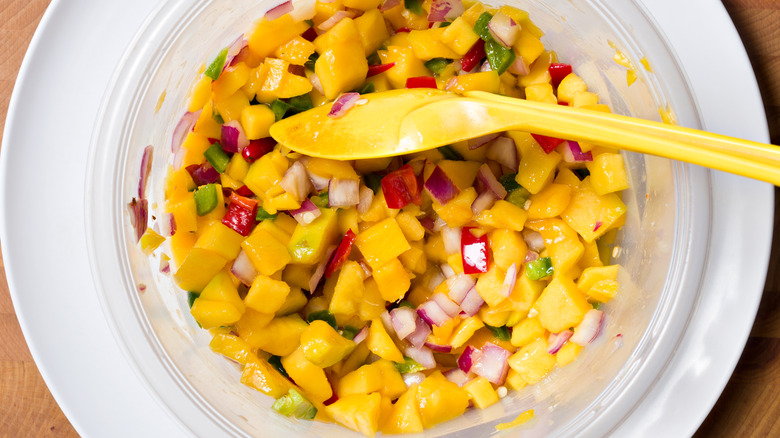 Bowl of mango salsa