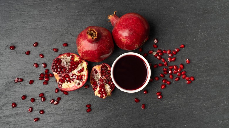 pomegranate dressing and seeds