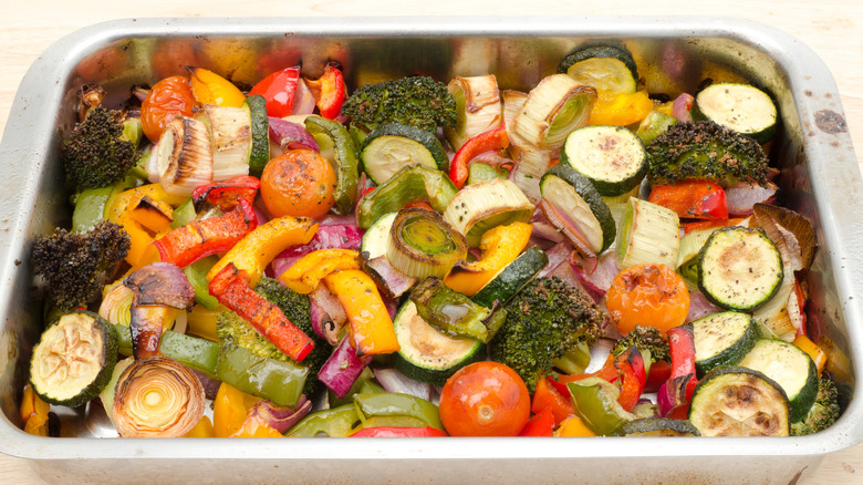 roasted vegetables in pan