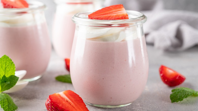 strawberry mousse in glasses