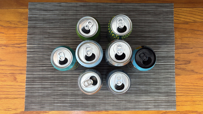NA IPA cans on bar mat