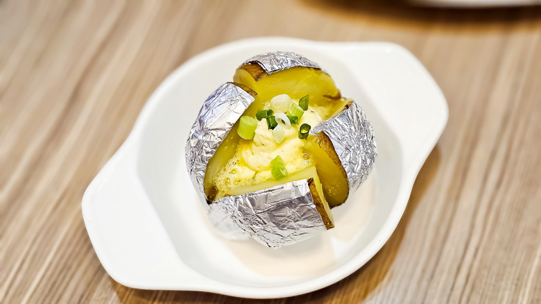 baked potato in foil