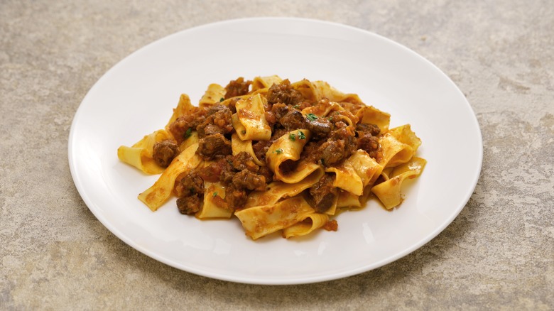 lamb pappardelle on a plate