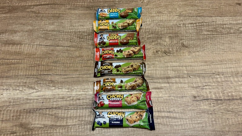 lined up granola bars