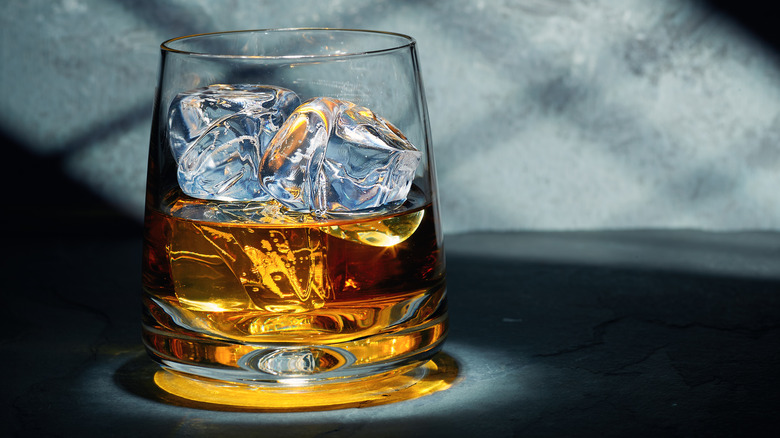 Whiskey over clear ice