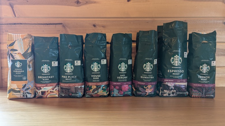 eight bags of Starbucks coffee