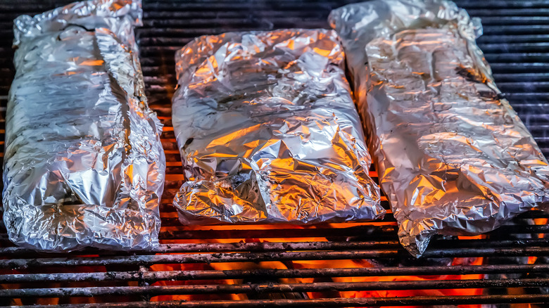 foil packets on grill