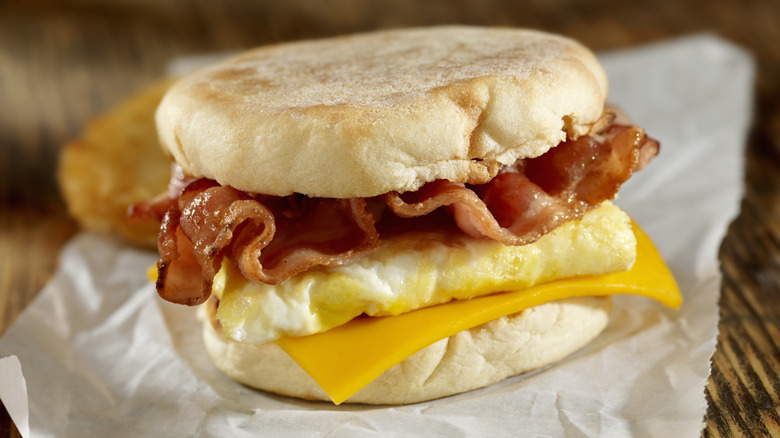 Breakfast sandwich with eggs