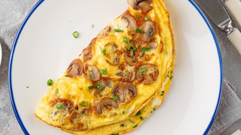 Mushroom omelet on plate