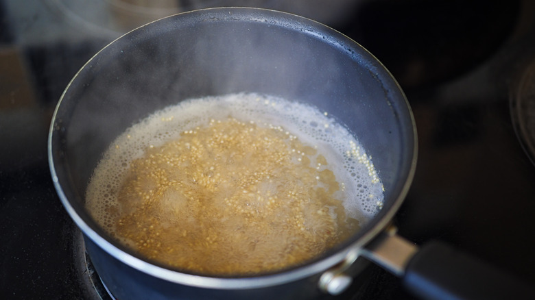 quinoa cooking in pot