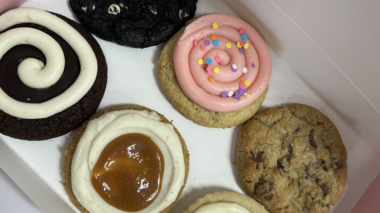 Crumbl cookies in a box