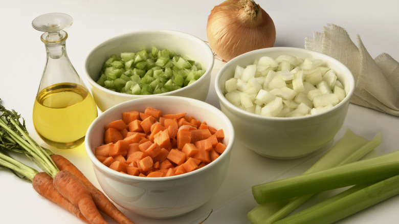 Carrots, onions, and celery