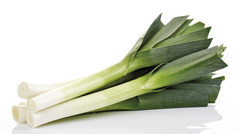 trimmed raw leeks