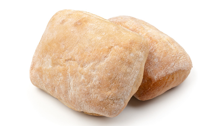 Ciabatta loaves on white background 