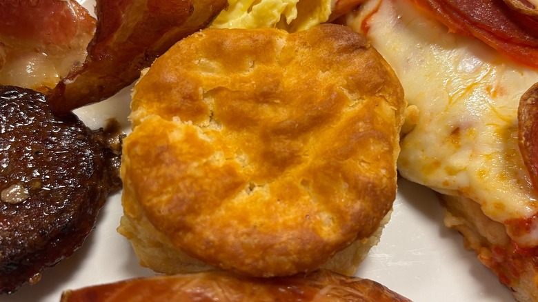 Golden Corral biscuit on white plate