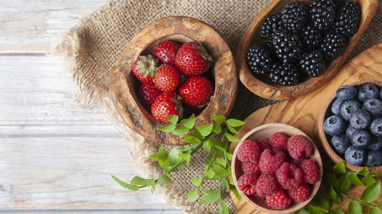 Strawberries, blackberries, blueberries, and raspberries