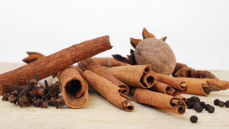 Baking spices against white background 