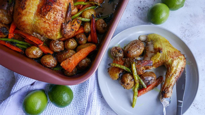 roast chicken and veggies