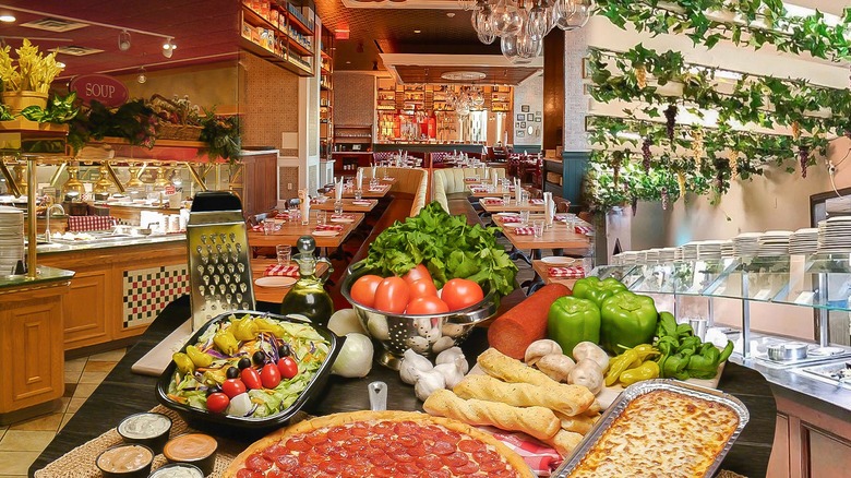 Composite image featuring Italian buffet items