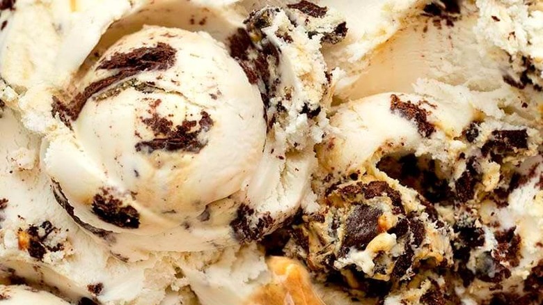 Close up of cookies and cream caramel swirl