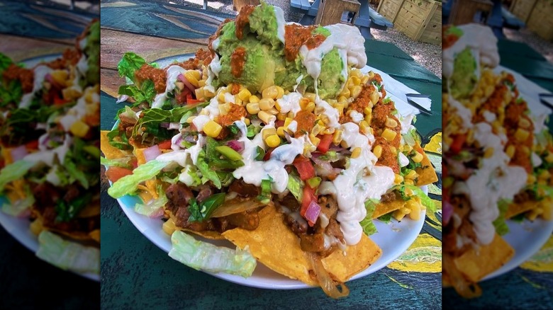 Large plate of macho nachos