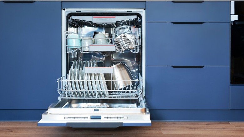 Dishwasher loaded with dishes