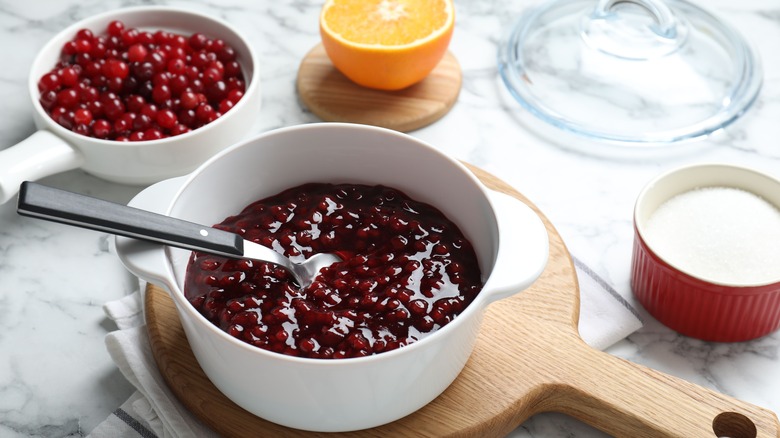 homemade cranberry sauce in a bowl