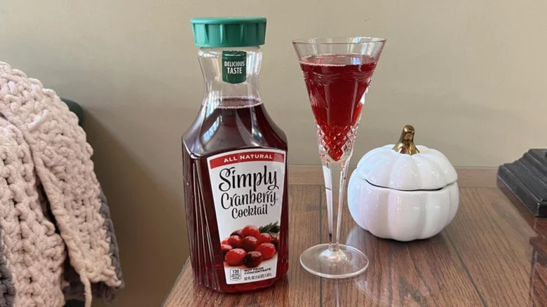 Simply cranberry juice on table 