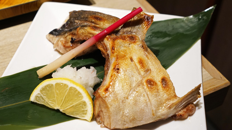 Grilled hamachi collar