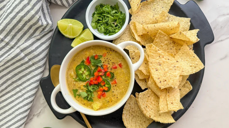 Charred corn poblano soup 