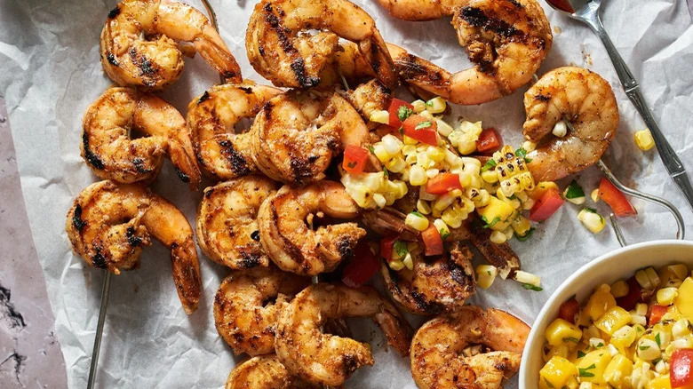 Grilled shrimp and corn salsa 