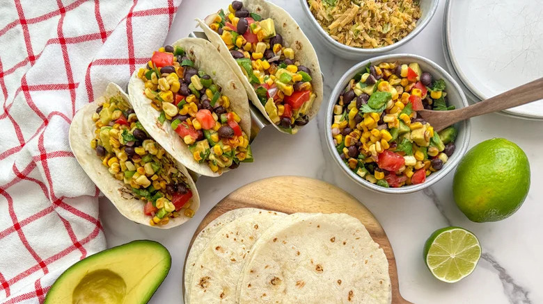 Corn tacos with Brussels sprouts 