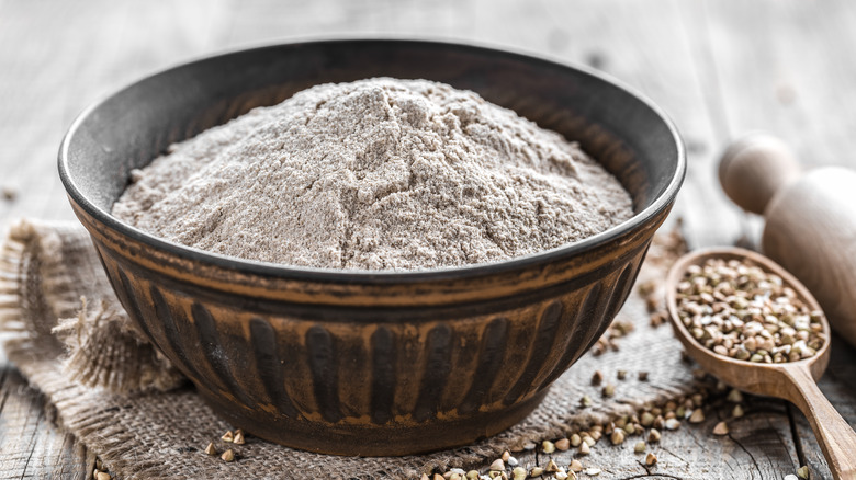 Buckwheat flour in a bowl