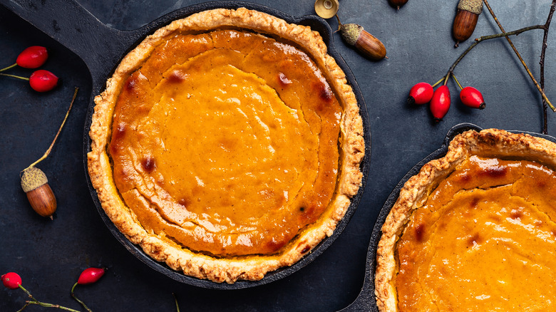 Pumpkin pies with autumnal berries