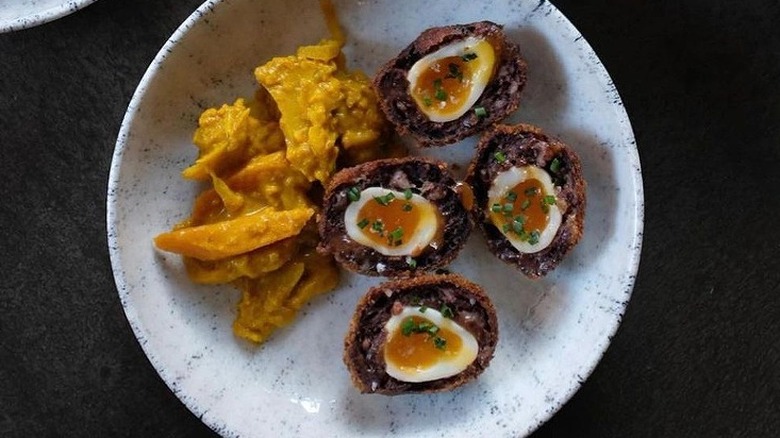 scotch eggs at a market