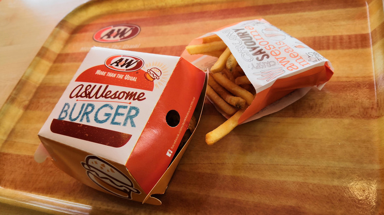 A&W Restaurant burger and fries