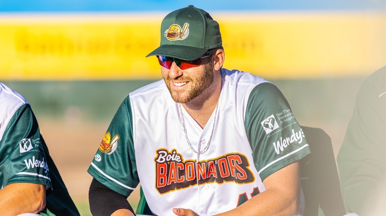 Boise Baconators player with Baconator jersey