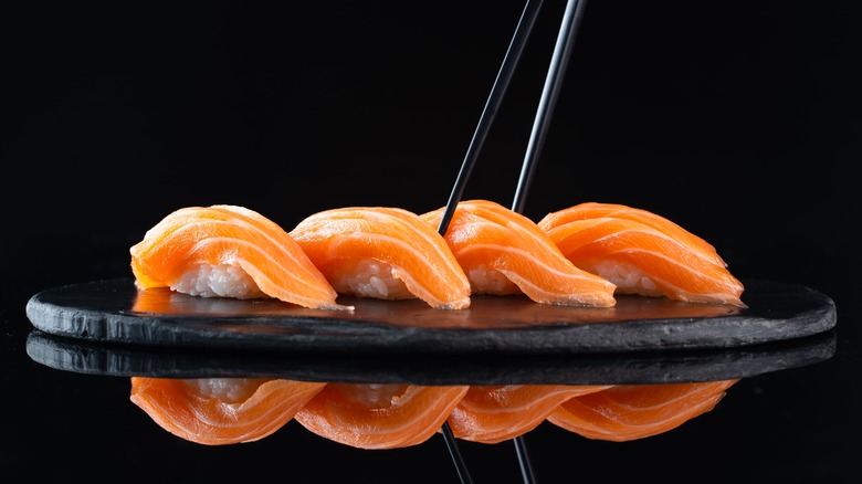 Fresh salmon nigiri