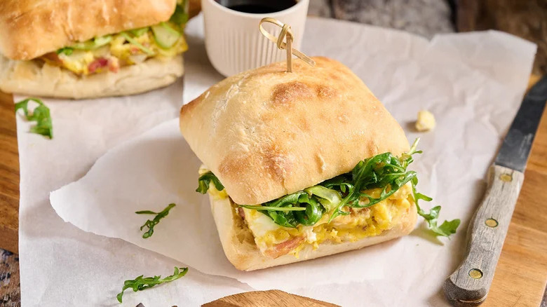 bacon goat cheese frittata sandwich